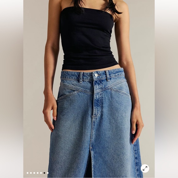 Free People We the Free Come as You Are Denim Maxi Skirt in Blue Sapphire Size 2 - Picture 5 of 13